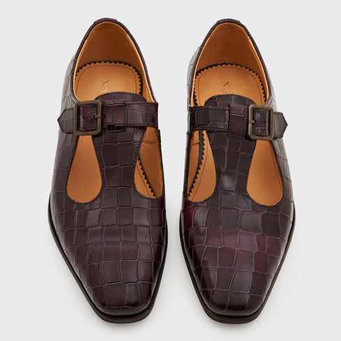 Nyaya | Deep Wine Croco Leather